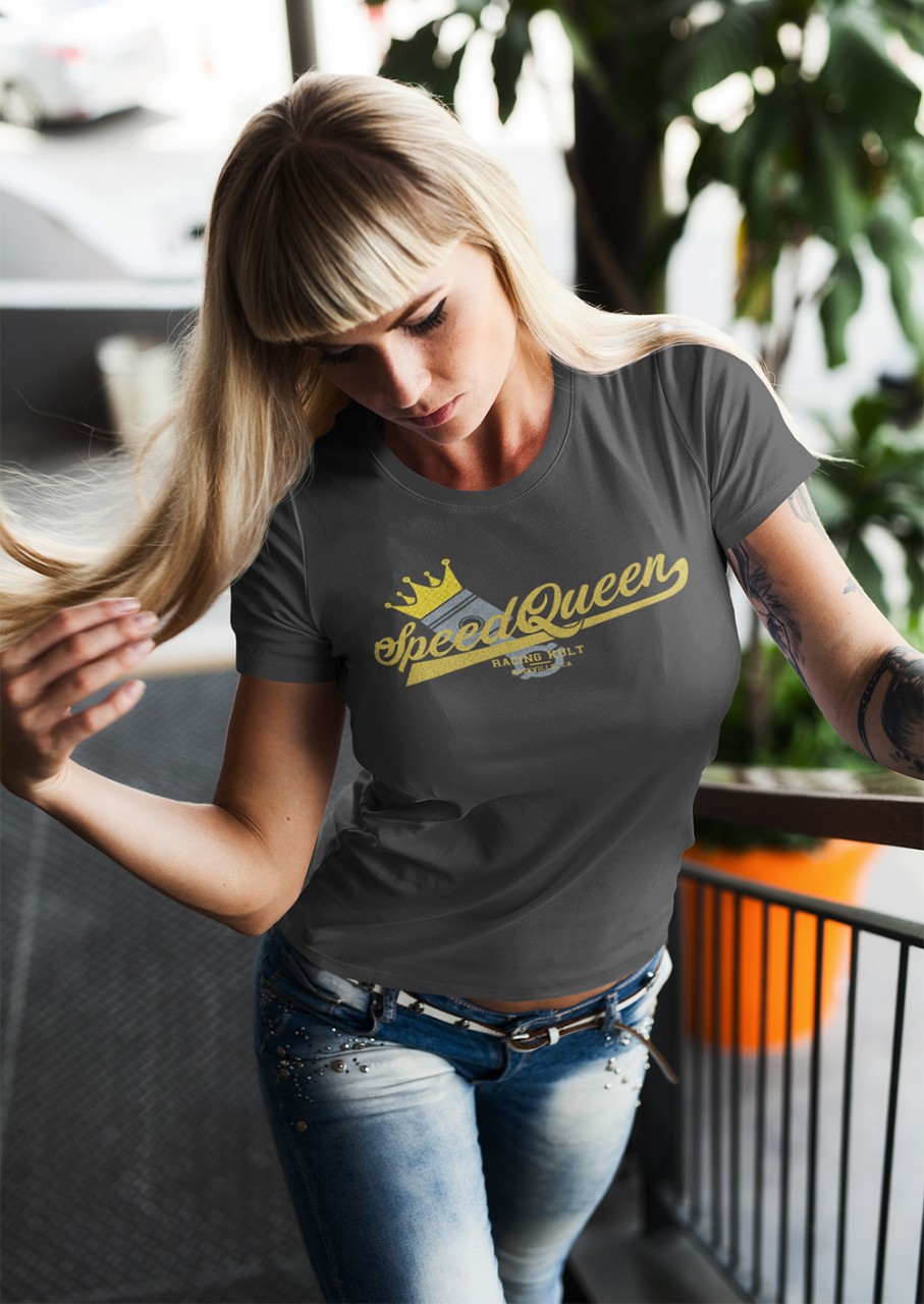 Racing Kult Frauen Roll Up Sleeve T-Shirt Speed Queen