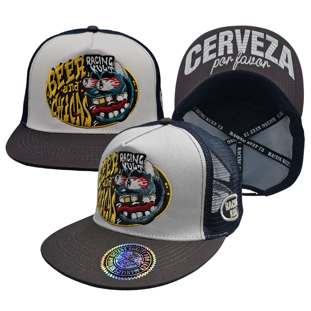 Racing Kult Beer and Chicas Snapback Cap mit Stick Unisex