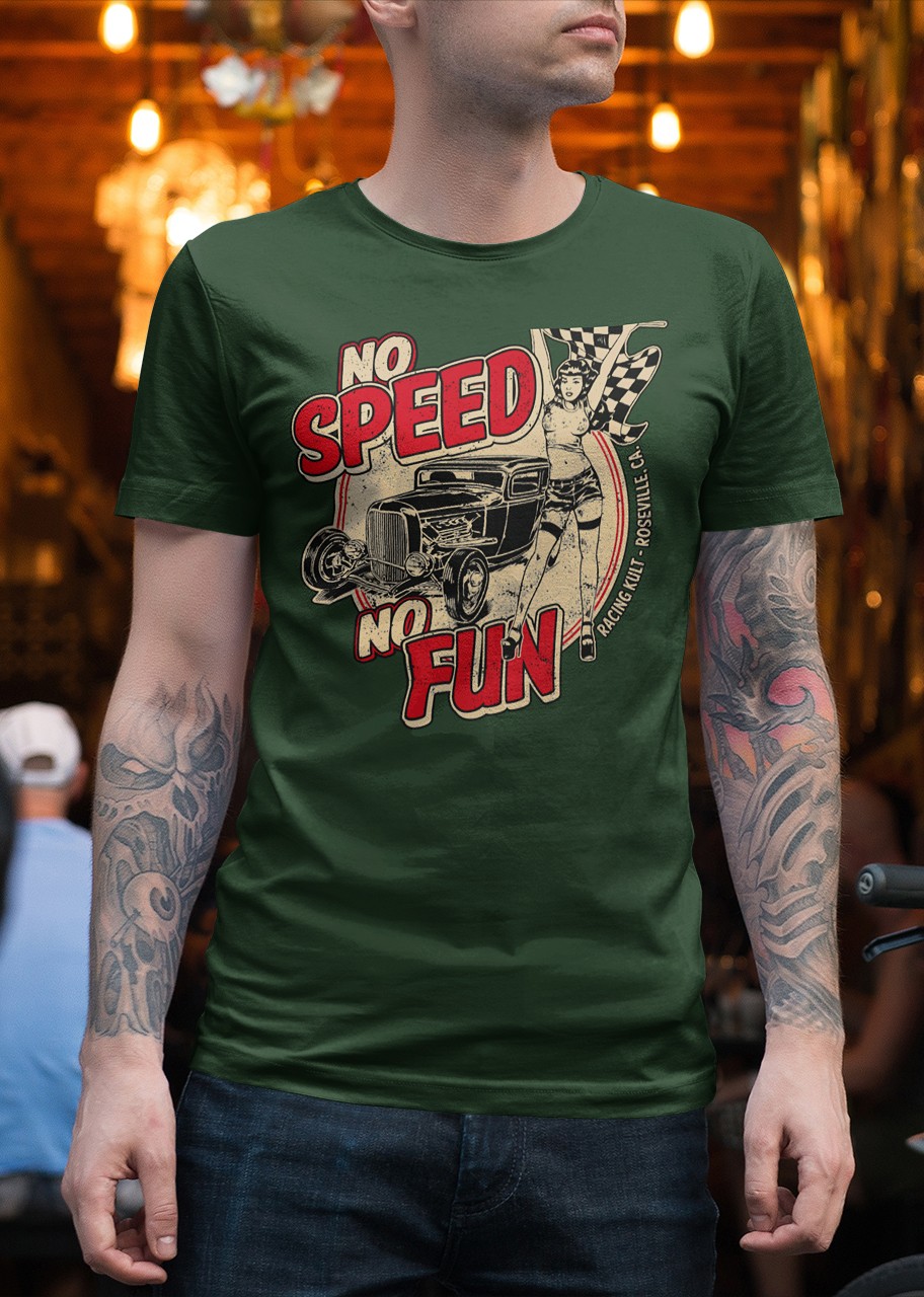 Racing Kult T-Shirt No Speed No Fun Frontprint